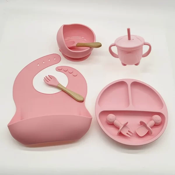 Set Baby Complementary Food Training Silicone Tableware 8pce - Image 6