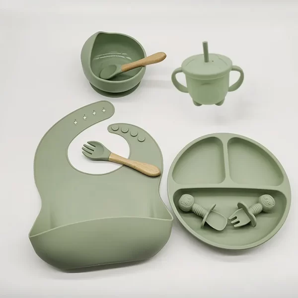 Set Baby Complementary Food Training Silicone Tableware 8pce